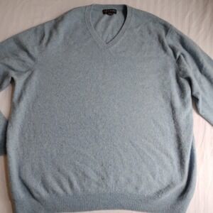 J Hilburn Sweater XL Cashmere Pullover V Neck Preppy Quiet Luxury Cozy Casual